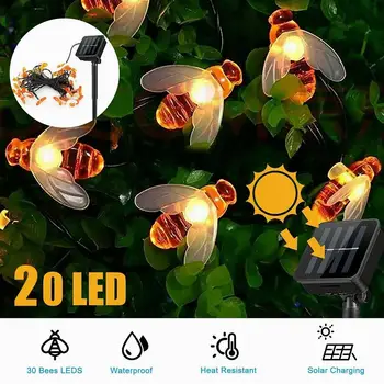 Солнечная Пчела Струнные Фонари Открытый 20 LED Honeybee Fairy Lights Водонепроницаемый Садовый Декоративный Свет для Свадьбы Home Garden Party