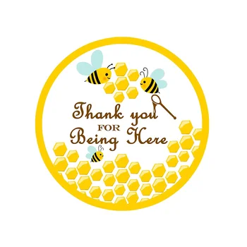 Спасибо, что вы здесь. Этикетка с медом, подарочная наклейка Bumblebee для детского душа