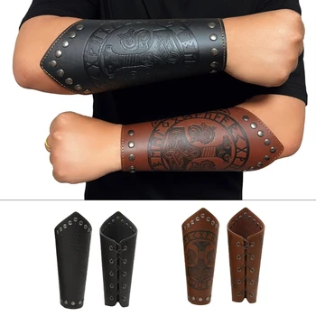Средневековые мужские нарукавники для косплея на шнуровке, винтажная пиратская рыцарская перчатка, браслет, Регулируемые аксессуары для наручей