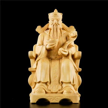 Статуя Бога Богатства Фу Лу Шоу Китайская Резьба По Самшиту Счастливый Фэн-Шуй Будда Резьба Ремесла Украшение Дома