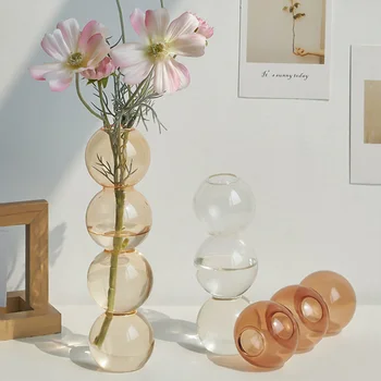 Стеклянная ваза с пузырьками Цветочная композиция Современные креативные сферические вазы для цветов Украшение дома Подарочные горшки на День рождения
