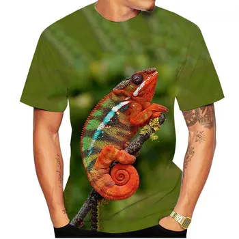 Стильная летняя мужская футболка с изображением животных-хамелеонов, 3D трендовый индивидуальный принт в стиле хип-хоп, короткий рукав, повседневный свободный качественный топ