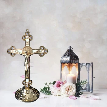 Стоящее распятие с базовым крестом из сплава Для украшения домашней часовни и религиозных подарков