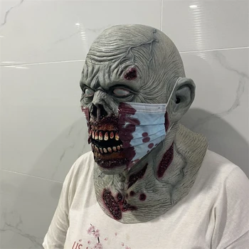 Страшная Латексная маска ужасов на Хэллоуин Костюмы на Хэллоуин Реквизит Маскарадная вечеринка Зомби Маска на всю голову