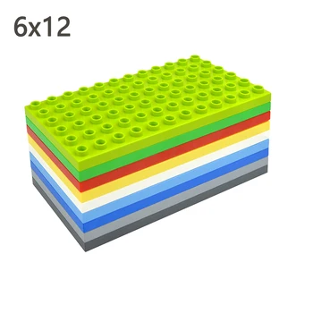Строительные блоки большого размера 6x12 точек, опорные плиты в сборе, кирпичи с крупными частицами, пластина 6 * 12, Классическая игрушка, совместимая с Duplo Brick