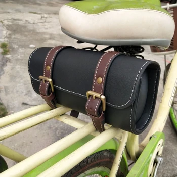 Сумка для хранения седла мотоцикла из искусственной кожи, сумка для инструментов на руле велосипеда, водонепроницаемая сумка в форме бочонка, боковой багаж