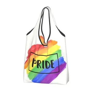 Сумка-тоут Rainbow LGBT Pride для продуктовых покупок, женские милые сумки для покупок через плечо для геев и лесбиянок, сумка большой емкости