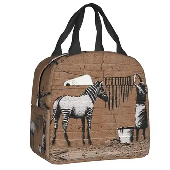 Термоизолированная сумка для ланча с принтом Бэнкси и граффити в виде зебры, сменный ланч-бокс для женщин, детские школьные сумки для кемпинга, дорожные сумки для пикника, сумки для еды