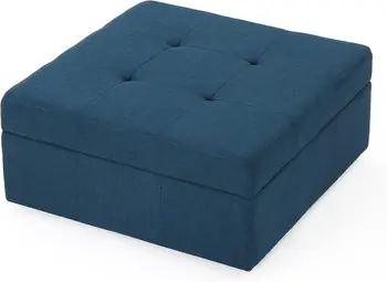 Тканевый пуф для хранения, темно-синий 30,5 'L x 30,5' W x 15,25' H