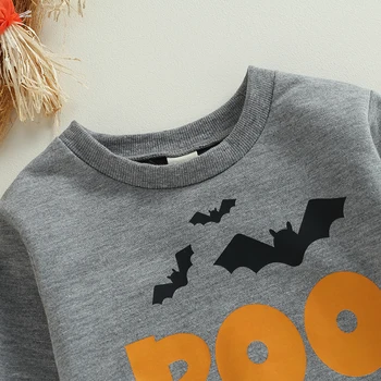 Толстовка на Хэллоуин для новорожденных, пуловеры с длинными рукавами и буквенным принтом, осенние топы для маленьких девочек и мальчиков, милая одежда