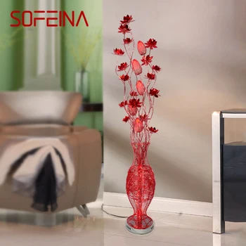 Торшер SOFEINA Nordic Flower Современное Искусство Красный Диван для гостиной Спальня Отель Светодиодный Оригинальный Декоративный светильник