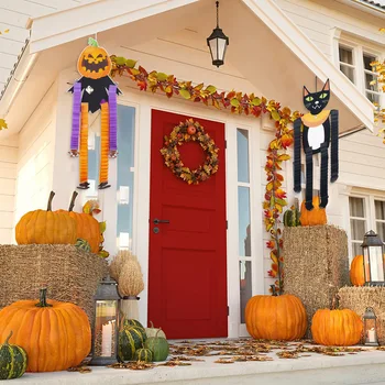 Украшение на Хэллоуин, дверь, подвесной потолок, Камин, гостиная, Мультяшный кот, украшения в виде тыквы, украшение для вечеринки, аксессуары для комнаты