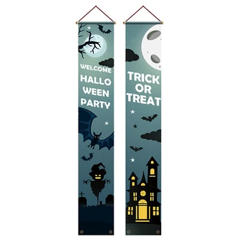 Украшения на Хэллоуин, вывески на крыльце, приветственный баннер, вывешенный флаг-овсянка, украшения для фокус-покусов на Хэллоуин