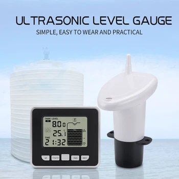 Ультразвуковой датчик уровня воды в резервуаре для воды с дисплеем температуры, передатчиком времени, приемником сигнала тревоги, устройством для измерения глубины жидкости
