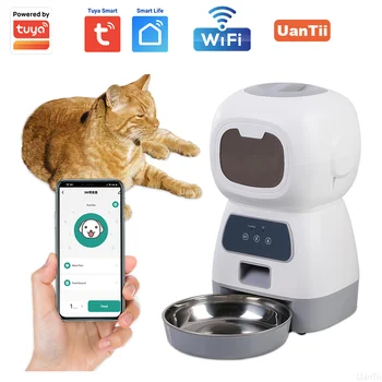 Умная кормушка для домашних животных Tuya, Wi-Fi, умная медленная кормушка для собак с диктофоном, 3,5 л, большой емкости, Дозатор корма для кошек