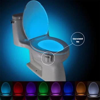 Умный ночник для сиденья унитаза с датчиком движения PIR, 8 цветов, водонепроницаемая подсветка для унитаза, светодиодная лампа Luminaria, светильник для туалета в туалете.