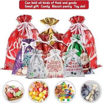 Упаковочные подарочные пакеты на шнурке, Рождественская декоративная сумка, Мультяшная упаковочная сумка для хранения Подарочной коробки Санта-Клауса Для детей