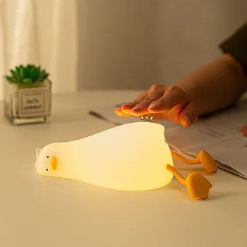 Утка Ночники Светодиодный ночник Утенок Аккумуляторная лампа USB мультфильм Силиконовые дети украшение детской спальни Подарок на день рождения