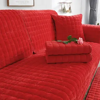 Утолщенная бархатная диванная подушка, универсальный плюшевый нескользящий чехол для дивана в гостиной, теплое фланелевое полотенце для спинки дивана, наволочка