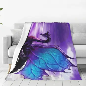 Фиолетовый Дракон, Мягкое фланелевое покрывало для дивана-кровати, теплое одеяло, легкие одеяла для дивана, дорожное одеяло