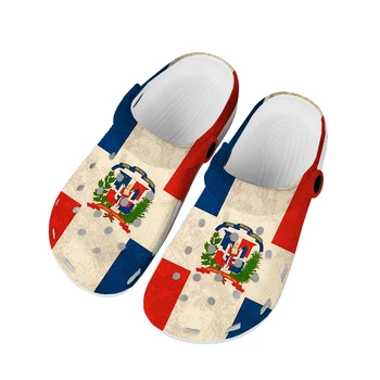 Флаг Доминиканской Республики Домашние сабо, водонепроницаемая обувь на заказ, Мужская Женская обувь для подростков, Садовые сабо, дышащие пляжные тапочки с отверстиями
