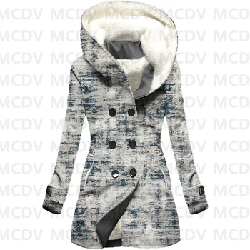 Флисовый плащ с капюшоном в стиле ретро, женское толстое теплое пальто, женское зимнее теплое пальто, Повседневная одежда