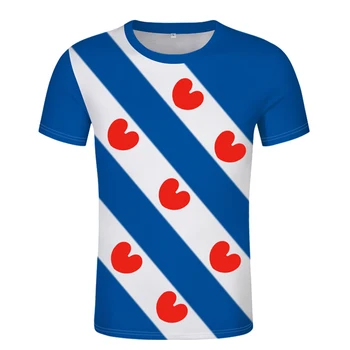 ФРИСЛАНДСКАЯ футболка бесплатная индивидуальная hemd name number футболка leeuwarden drachten sneek dokkum с принтом флага Нидерландов fryslan одежда