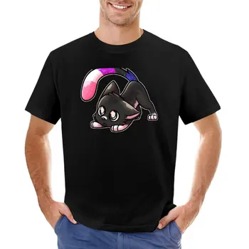 Футболка Genderfluid Pride Kitty, мужские футболки с коротким рукавом, мужские забавные футболки с графическим рисунком