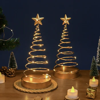 хит продаж, атмосфера для украшения помещений, легкие металлические украшения для сублимации золота, светодиодные Рождественские украшения, елочная гирлянда