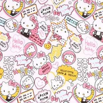 Хлопковая ткань с рисунком мультяшной любви Hello Kitty для шитья одежды в стиле пэчворк, ткани для квилтинга, материалы для рукоделия