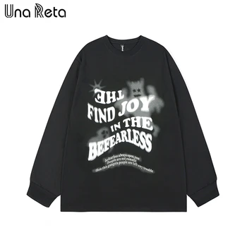 Хлопковая футболка с принтом Una Reta, Весенний Мужской Пуловер в стиле Харадзюку, Топы, Уличная Одежда в стиле Хип-Хоп, Свободная Футболка Унисекс Оверсайз