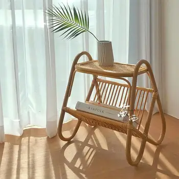 Чайный столик из натурального ротанга в японском стиле ins, чайный столик для гостиной, мебель для гостиной, диван, прикроватный столик