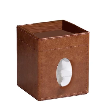 Чехол для коробки для салфеток из искусственной кожи, 1 шт., держатель для коробки для салфеток для ванной комнаты, офисного стола (коричневый)