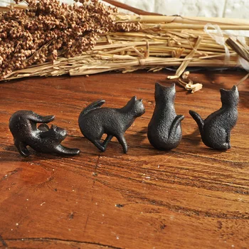 Чугунные Матово-черные ручки в форме кошки, ручки для американских дверей, выдвижных ящиков, тяг и ручек для шкафов, мебельная фурнитура для креативного декора