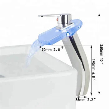 Шланги для подачи воды в комплекте Настенный Стеклянный смеситель для ванной комнаты со светодиодной подсветкой для кухонной раковины Classic