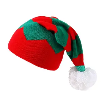 Шляпа для рождественской вечеринки, Праздничная шляпа Санты с плюшевым шариковым декором, Яркая форма, эластичный мягкий реквизит для фотосессии для детей и взрослых, теплый праздник