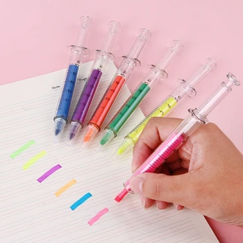 Шприц-маркеры, Маркеры 6 цветов, ручки, Эстетичные маркеры, маркеры без кровотечения, школьные принадлежности