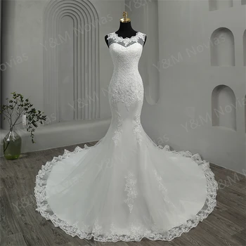 Элегантные свадебные платья с круглым вырезом в стиле русалки, свадебные платья для свадьбы, белое платье для новобрачных, Vestidos De Novia, свадебное платье