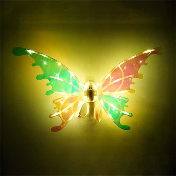 Электрические крылья бабочки для девочек с музыкальными огнями, светящиеся блестящие Нарядные движущиеся крылья Феи На День рождения, свадьбу, Рождество