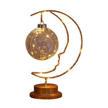 Настольная лампа для декора Star Moon, прикроватные лампы на батарейках, круглое основание, железное искусство, легкое для украшения домашней обстановки