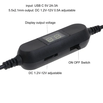 Регулируемый кабель питания от USB C до 5,5x2,1 мм 3V-12V Для замены аккумулятора AA + AAA 9V